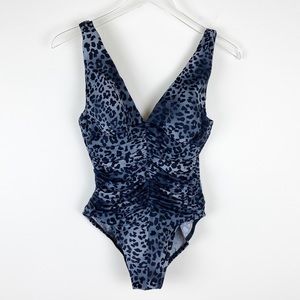Miraclesuit Blue Leopard Print One Piece Swimsuit